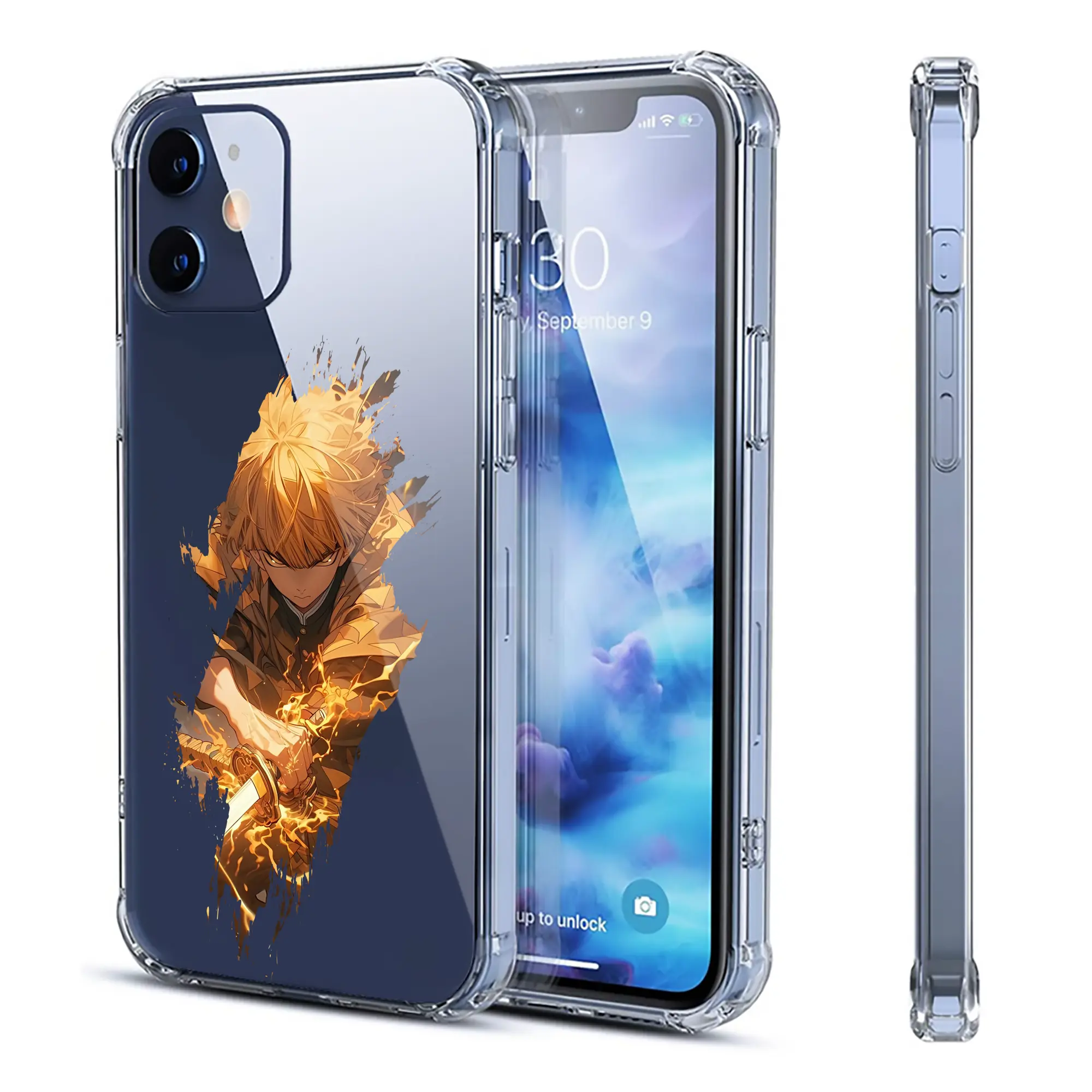 鬼滅の刃 グッズ,我妻 善逸 - IPhone 12シリーズ対応 ・ 透明スマホケース ・ クリアソフトケース ・ TPU素材 ・ 耐衝撃 ・ 高密着 ・ 防汚 防指紋 ・ 簡単着脱